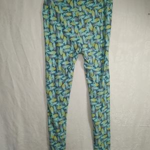 LuLaRoe green & yellow leggings women's XXL  #350